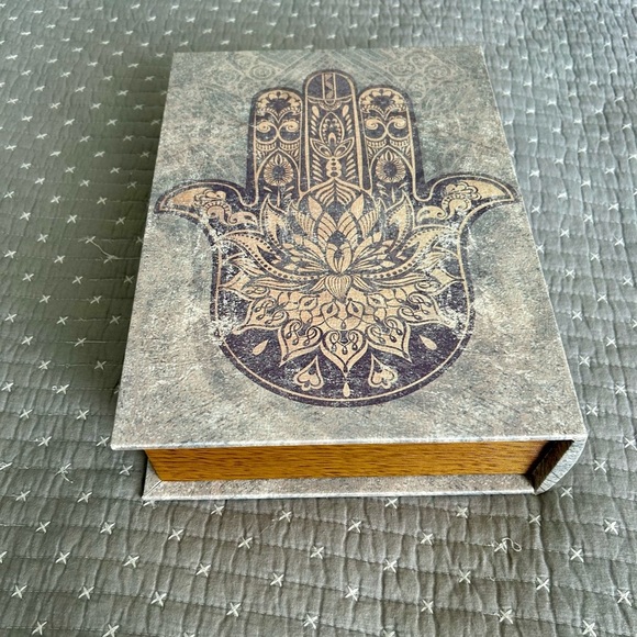 2 for $20 Gray and Gold Hamsa Lined Storage Box - Picture 2 of 5